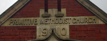 The plaque on Saint Neots Road Methodist Church March 2010